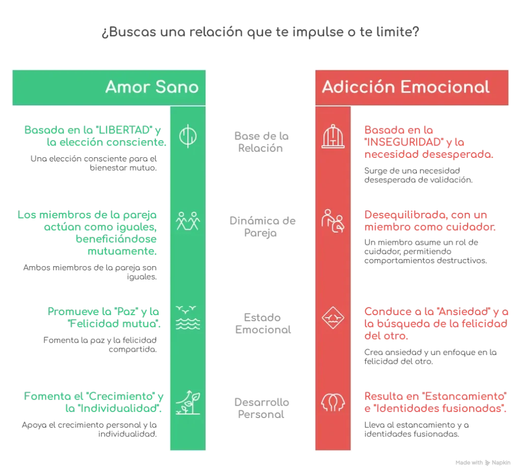 Diferencias clave entre adicción emocional y amor sano. Conociendo las señales de la adicción emocional